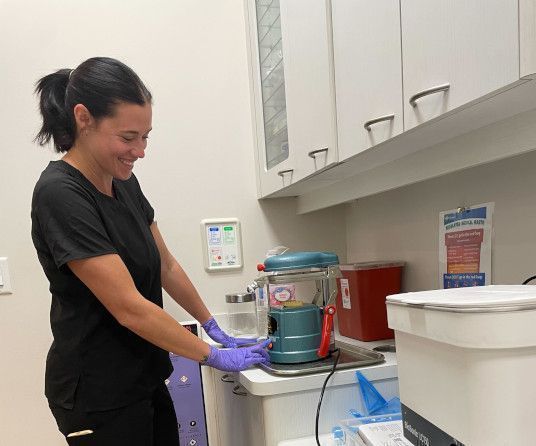 Dental Assistant School student training in a lab